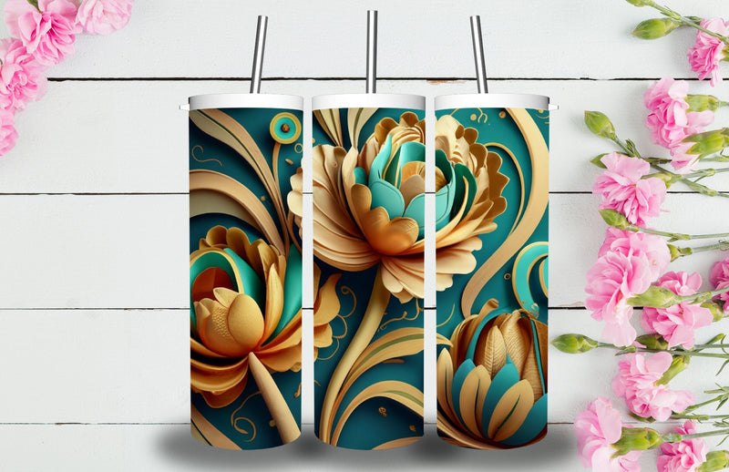 3D Flowers Tumbler Sublimation Designs Sublimation Jagonath Roy 