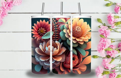3D Flowers Tumbler Sublimation Designs Sublimation Jagonath Roy 