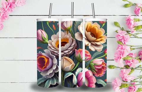 3D Flowers Tumbler Sublimation Designs Sublimation Jagonath Roy 