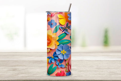 3D Flowers Tumbler Sublimation Wrap | Seamless Tumbler Wrap Sublimation FloridPrintables 