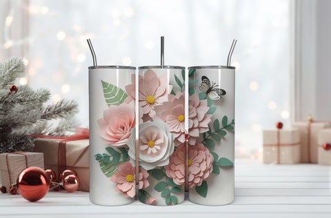 3D Flowers Tumbler Wrap Design 3D Paper Rupkotha 