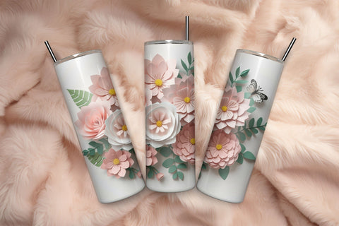 3D Flowers Tumbler Wrap Design 3D Paper Rupkotha 