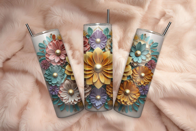3D Flowers Tumbler Wrap Design 3D Paper Rupkotha 