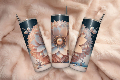 3D Flowers Tumbler Wrap Design 3D Paper Rupkotha 