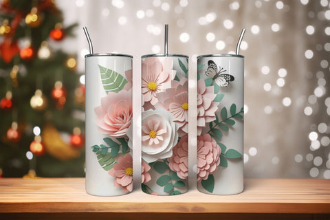 3D Flowers Tumbler Wrap Design 3D Paper Rupkotha 