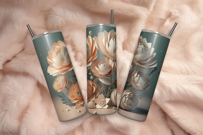 3D Flowers Tumbler Wrap Design 3D Paper Rupkotha 