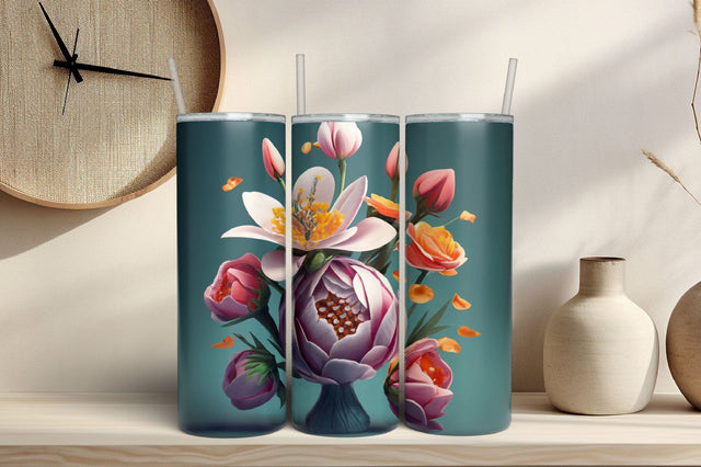 3D Flowers Tumbler Wrap Design 3D Paper Rupkotha 