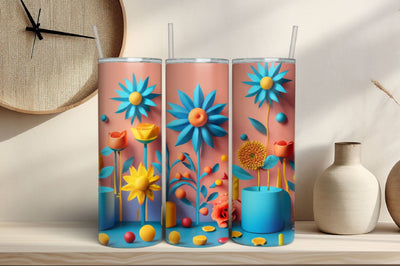 3D Flowers Tumbler Wrap Design 3D Paper Rupkotha 