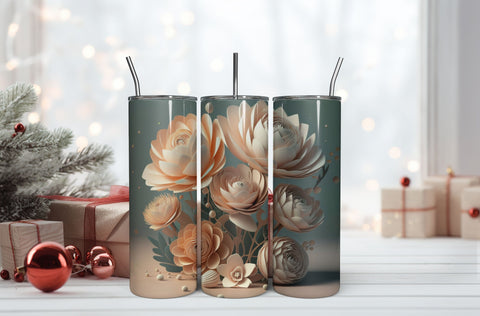 3D Flowers Tumbler Wrap Design 3D Paper Rupkotha 