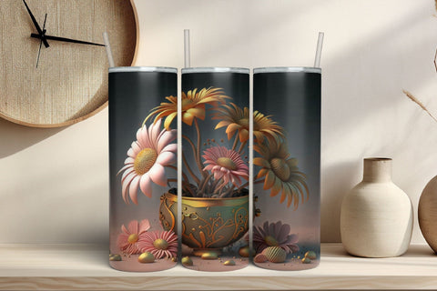 3D Flowers Tumbler Wrap Design 3D Paper Rupkotha 