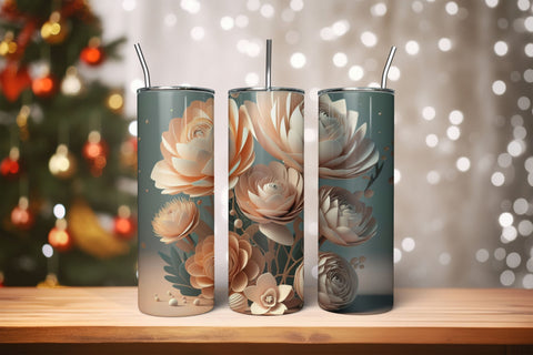 3D Flowers Tumbler Wrap Design 3D Paper Rupkotha 