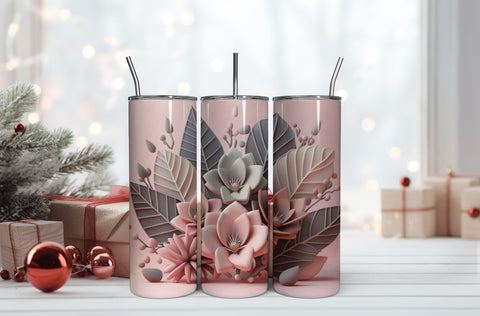 3D Flowers Tumbler Wrap Design 3D Paper Rupkotha 