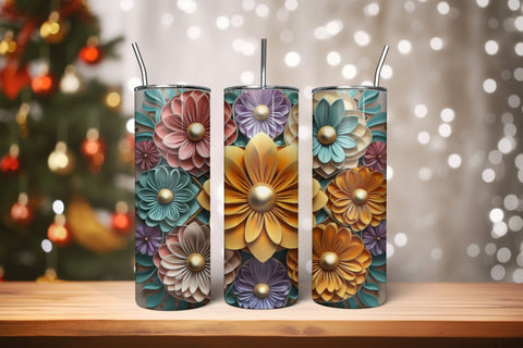 3D Flowers Tumbler Wrap Design 3D Paper Rupkotha 