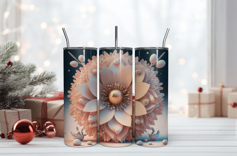 3D Flowers Tumbler Wrap Design 3D Paper Rupkotha 