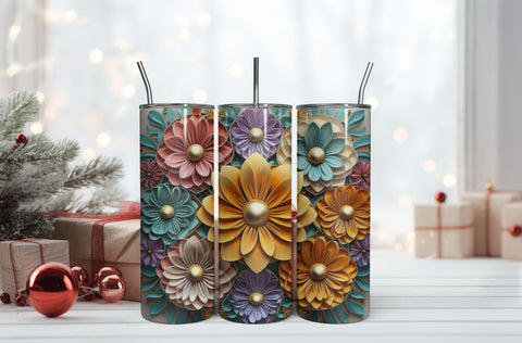 3D Flowers Tumbler Wrap Design 3D Paper Rupkotha 