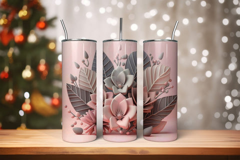 3D Flowers Tumbler Wrap Design 3D Paper Rupkotha 