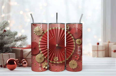 3D Flowers Tumbler Wrap Design 3D Paper Rupkotha 