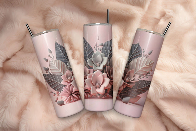 3D Flowers Tumbler Wrap Design 3D Paper Rupkotha 