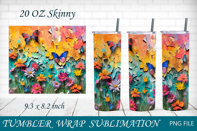3d flowers tumbler wrap, Wildflower tumbler 20 oz, Floral sublimation Sublimation AnastasiyaArtDesign 