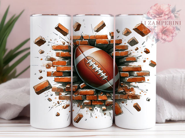 3D Football Breaking Wall 20oz Tumbler Wrap PNG, Football Tumbler Png, Straight & Tapered Tumbler Wrap, Instant Digital Download Sublimation Li Zamperini 