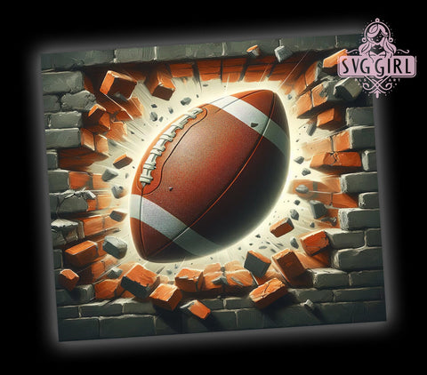 3D Football Breaking Wall 20oz Tumbler Wrap Sublimation Design, Straight Tapered Tumbler Wrap, Football Tumbler Png, Instant Digital Download Sublimation SvggirlplusArt 