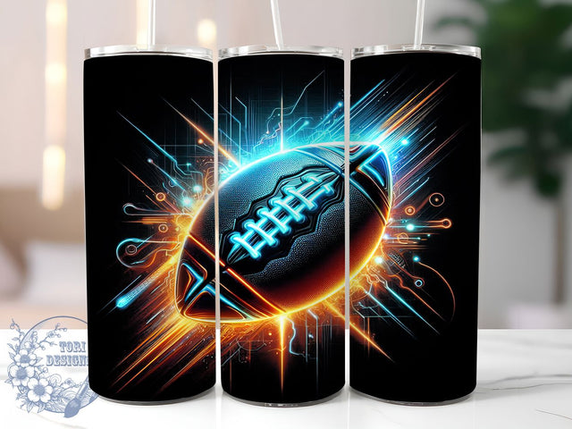 3D Football Neon 20oz Sports Tumbler, 3D Football Tumbler, Neon Sports Design, 20oz Tumbler Wrap, Sublimation Drinkware, Football Gifts, Colorful Tumblers, Unique Sports Tumblers Sublimation ToriDesigns 
