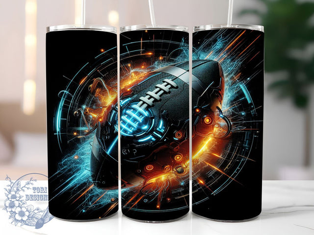 3D Football Neon 20oz Sports Tumbler, 3D Football Tumbler, Neon Sports Design, 20oz Tumbler Wrap, Sublimation Drinkware, Football Gifts, Colorful Tumblers, Unique Sports Tumblers Sublimation ToriDesigns 