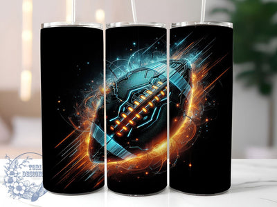 3D Football Neon 20oz Sports Tumbler, 3D Football Tumbler, Neon Sports Design, 20oz Tumbler Wrap, Sublimation Drinkware, Football Gifts, Colorful Tumblers, Unique Sports Tumblers Sublimation ToriDesigns 
