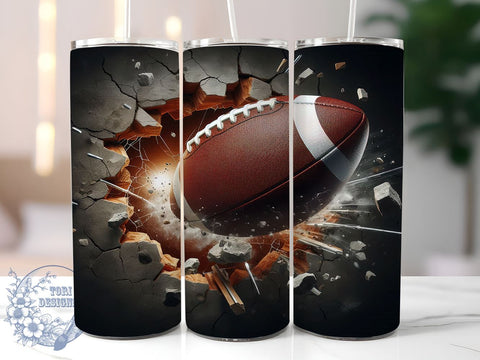 3D Football Tumbler Wrap, American Football Design Tumbler, Sports Tumbler Wrap, 20oz Sublimation Wrap, Digital Download Tumbler, Football Fan Gift, Unique Sports Art, Football Party Sublimation ToriDesigns 