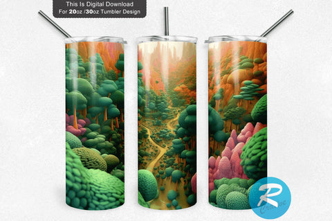 3D Forest Nature 20 Oz Tumbler Sublimation Regulrcrative 