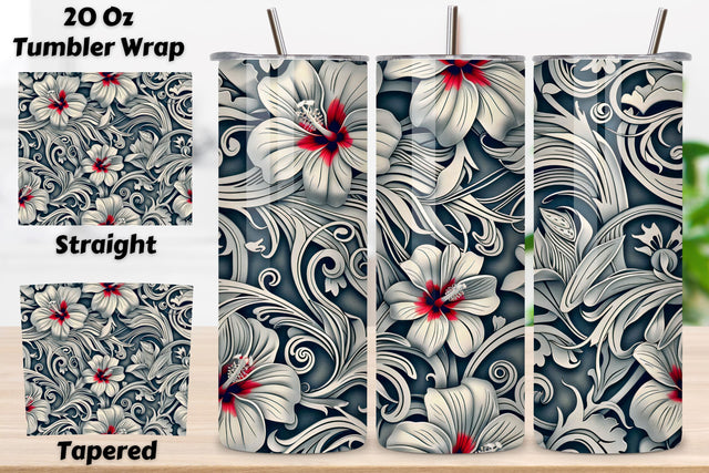 3D Fresh Flower Tumbler Wrap | Seamless Tumbler Wrap Sublimation FloridPrintables 