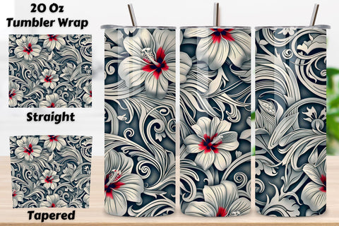 3D Fresh Flower Tumbler Wrap | Seamless Tumbler Wrap Sublimation FloridPrintables 