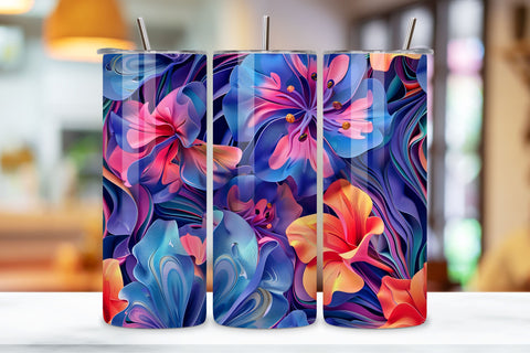 3D Fresh Flower Tumbler Wrap | Seamless Tumbler Wrap Sublimation FloridPrintables 
