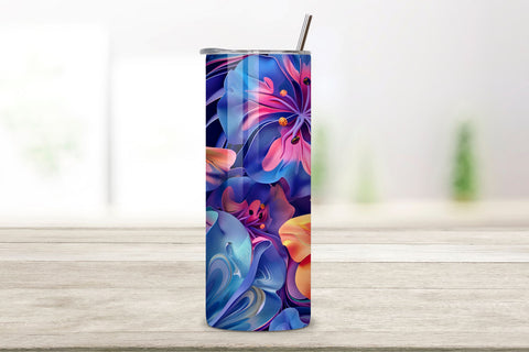 3D Fresh Flower Tumbler Wrap | Seamless Tumbler Wrap Sublimation FloridPrintables 