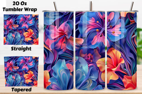 3D Fresh Flower Tumbler Wrap | Seamless Tumbler Wrap Sublimation FloridPrintables 