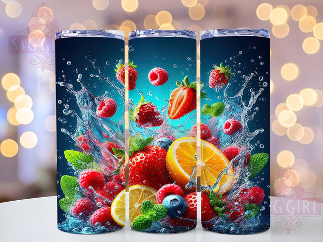 3D Fresh Fruit 20oz Tumbler Wrap, 3D Fruit Mug, Colorful Fruit Cup, Summer Juice Wrap, Tropical Fruit Design, Healthy Food Art, Sublimation Tumbler Wrap Sublimation SvggirlplusArt 