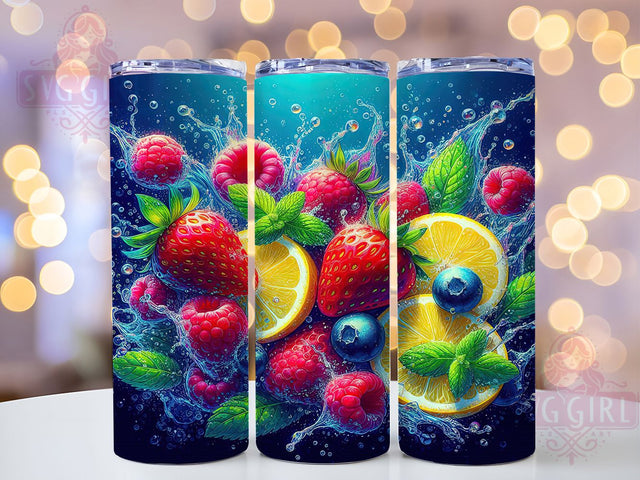 3D Fresh Fruit 20oz Tumbler Wrap, 3D Fruit Mug, Colorful Fruit Cup, Summer Juice Wrap, Tropical Fruit Design, Healthy Food Art, Sublimation Tumbler Wrap Sublimation SvggirlplusArt 