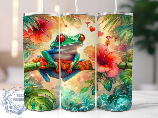 3D Frog Floral Nature Tumbler Wrap, Floral Amphibian Wrap, 20oz Tumbler Sublimation, Realistic Frog Design, Nature Wildlife Art, Cute Frog Aesthetic, Garden Pond Scene Sublimation ToriDesigns 