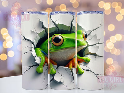 3D Frog Nature Tumbler, 3D Design, Hole In Wall, Animal Wrap, Nature Pattern, 20oz Tumbler, Sublimation Print Sublimation SvggirlplusArt 