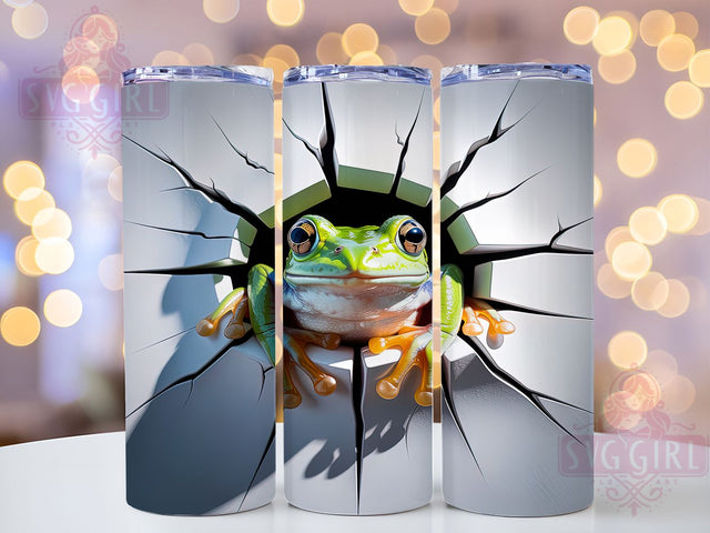3D Frog Nature Tumbler, 3D Design, Hole In Wall, Animal Wrap, Nature Pattern, 20oz Tumbler, Sublimation Print Sublimation SvggirlplusArt 