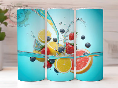 3D Fruit Refreshing Tumbler, Water Theme, Seamless Design, Refreshing Style, Colorful Pattern, 20Oz Tumbler, Sublimation Wrap Sublimation Lara' s Designs 