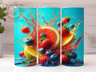 3D Fruit Refreshing Tumbler, Water Theme, Seamless Design, Refreshing Style, Colorful Pattern, 20Oz Tumbler, Sublimation Wrap Sublimation Lara' s Designs 
