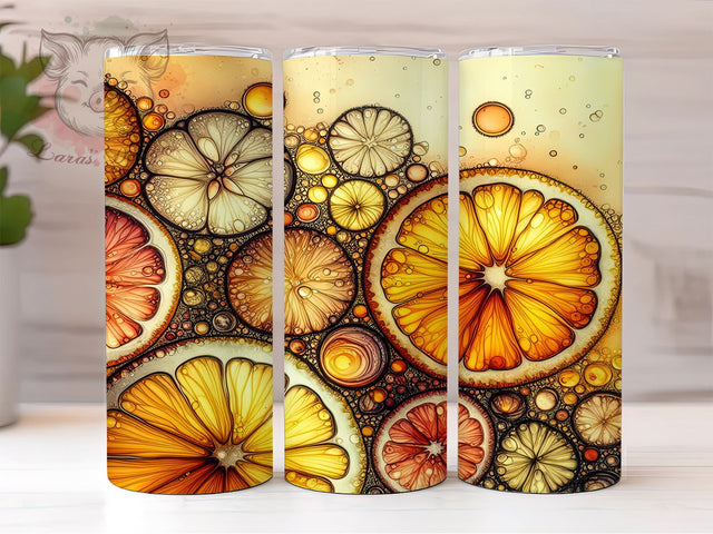 3D Fruits 20oz Tumbler Png, Straight & Tapered Tumbler Png, Lemon Slices Tumbler Png, Digital Download PNG Sublimation Lara' s Designs 