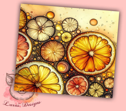 3D Fruits 20oz Tumbler Png, Straight & Tapered Tumbler Png, Lemon Slices Tumbler Png, Digital Download PNG Sublimation Lara' s Designs 