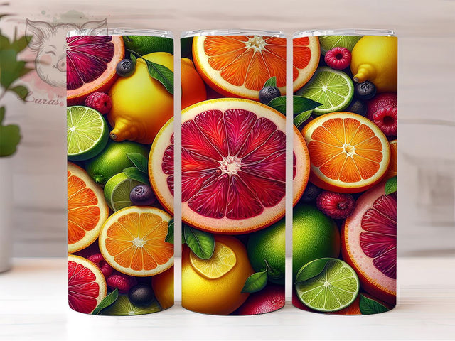 3D Fruits Mix 20oz Tumbler Png, Straight & Tapered Tumbler Png, 3D Citrus Fruit Tumbler Png, Digital Download PNG Sublimation Lara' s Designs 