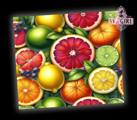 3D Fruits Mix 20oz Tumbler Wrap Sublimation Design, Straight Tapered Tumbler Wrap, 3D Citrus Fruit Tumbler Png, Instant Digital Download Sublimation SvggirlplusArt 