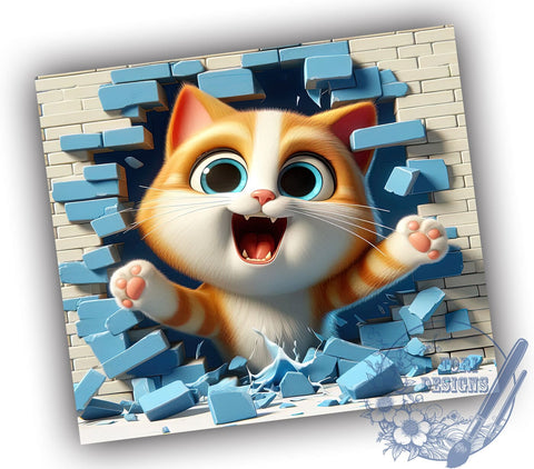 3D Funny Cat 20oz Skinny Tumbler, Cat Lovers Tumbler Png, Straight & Tapered Tumbler Wrap, Instant Digital Download Sublimation ToriDesigns 