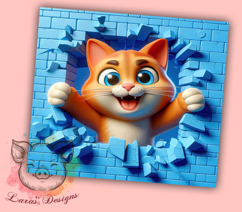3D Funny Cat 20oz Tumbler Png, Straight & Tapered Tumbler Png, Cat Lover Tumbler Png, Digital Download PNG Sublimation Lara' s Designs 