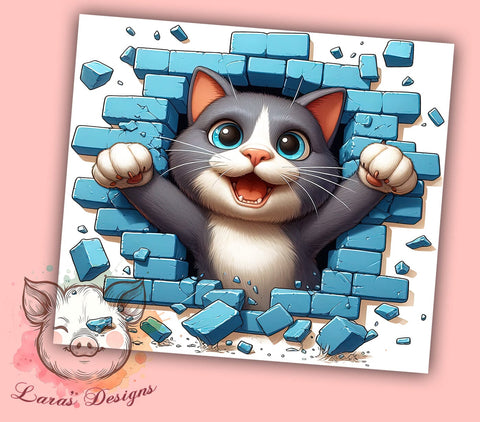 3D Funny Cat 20oz Tumbler Png, Straight & Tapered Tumbler Png, Cat Lover Tumbler Png, Digital Download PNG Sublimation Lara' s Designs 