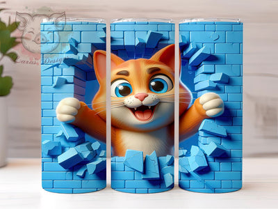3D Funny Cat 20oz Tumbler Png, Straight & Tapered Tumbler Png, Cat Lover Tumbler Png, Digital Download PNG Sublimation Lara' s Designs 